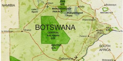 地図ボツワナの野生動物保護区