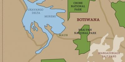 地図のボツワナ国立公園地図