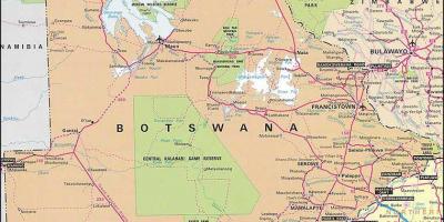 地図の詳細な道路地図のボツワナ